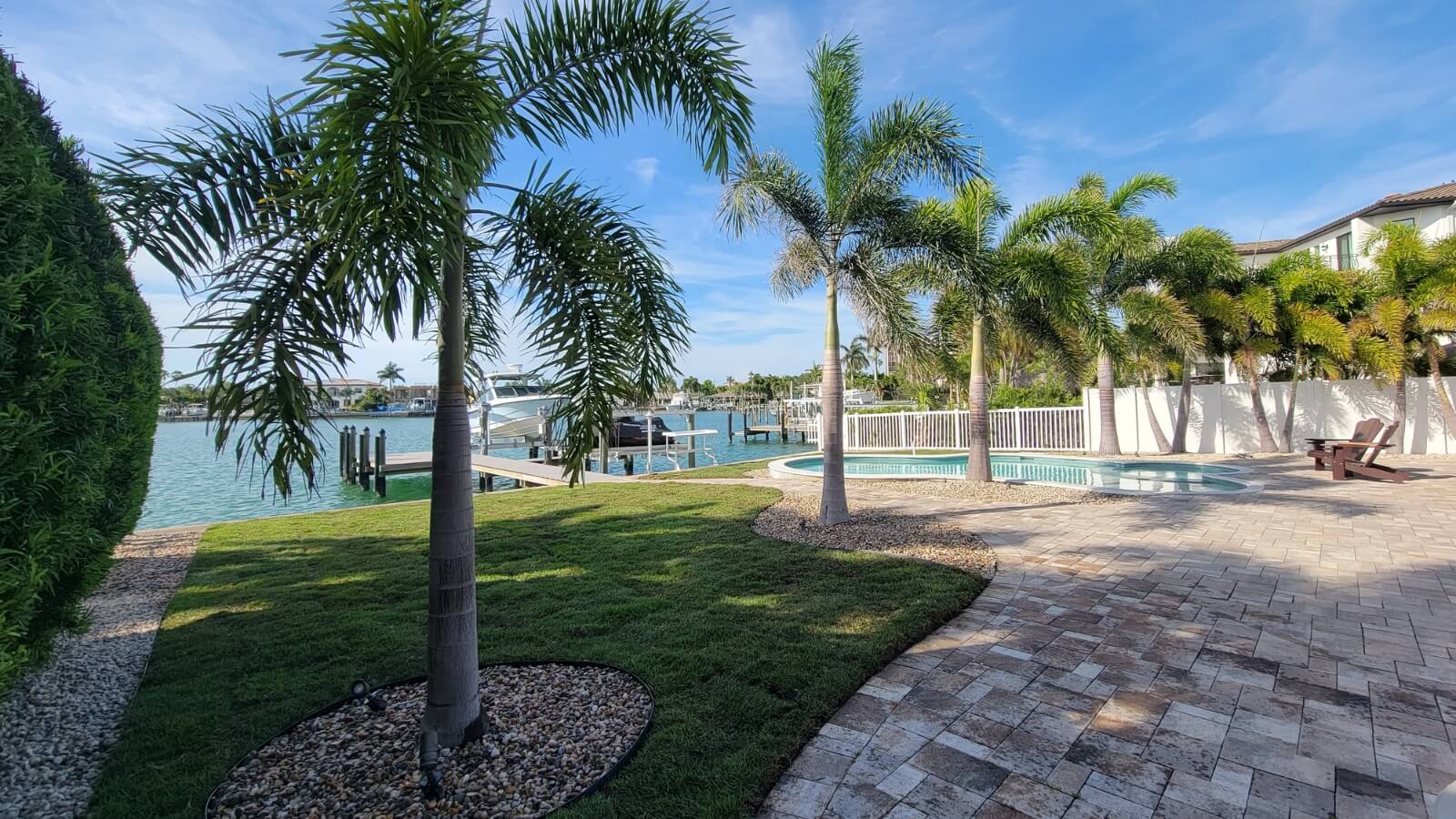 landscaped pool patio view