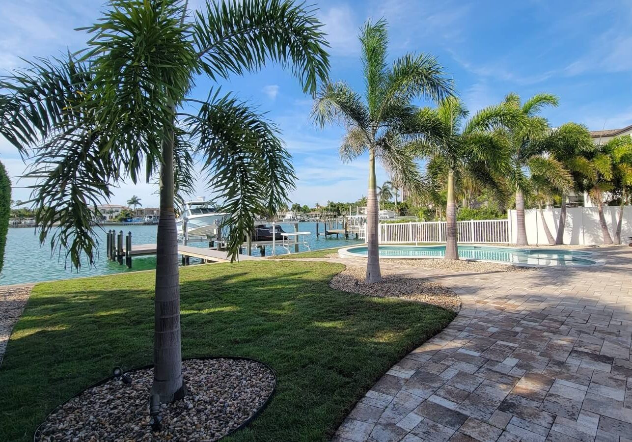 landscaped pool patio view