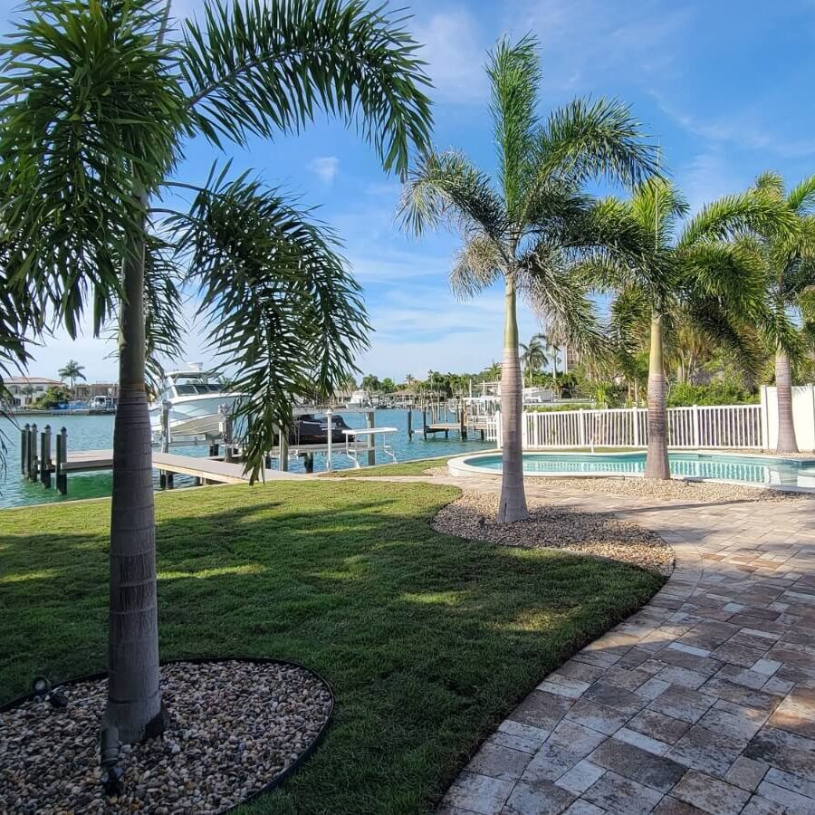landscaped pool patio view