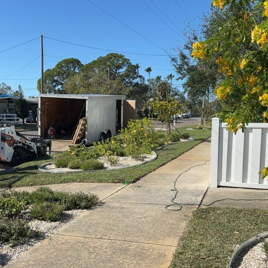 landscaping crew frontyard work