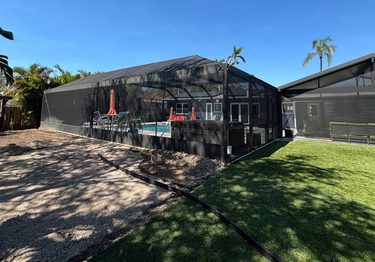 screened pool area yard preparation