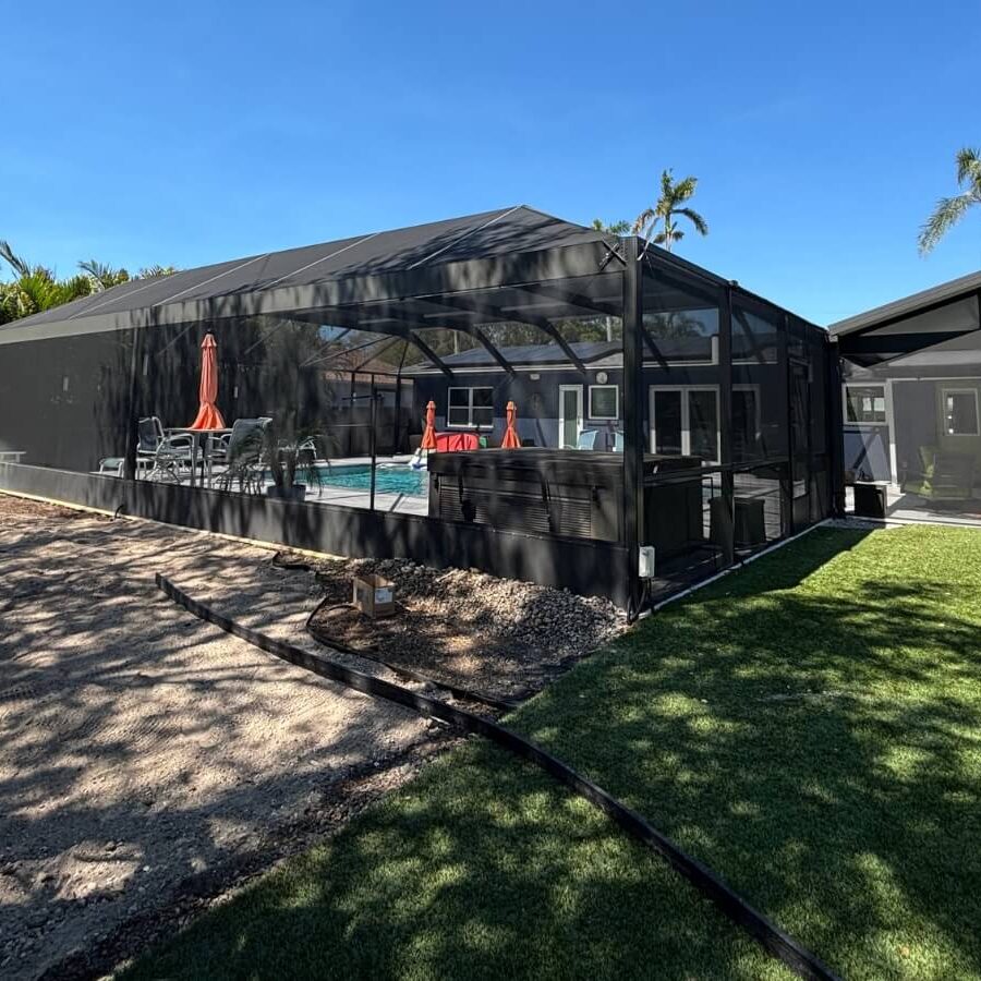 screened pool area yard preparation