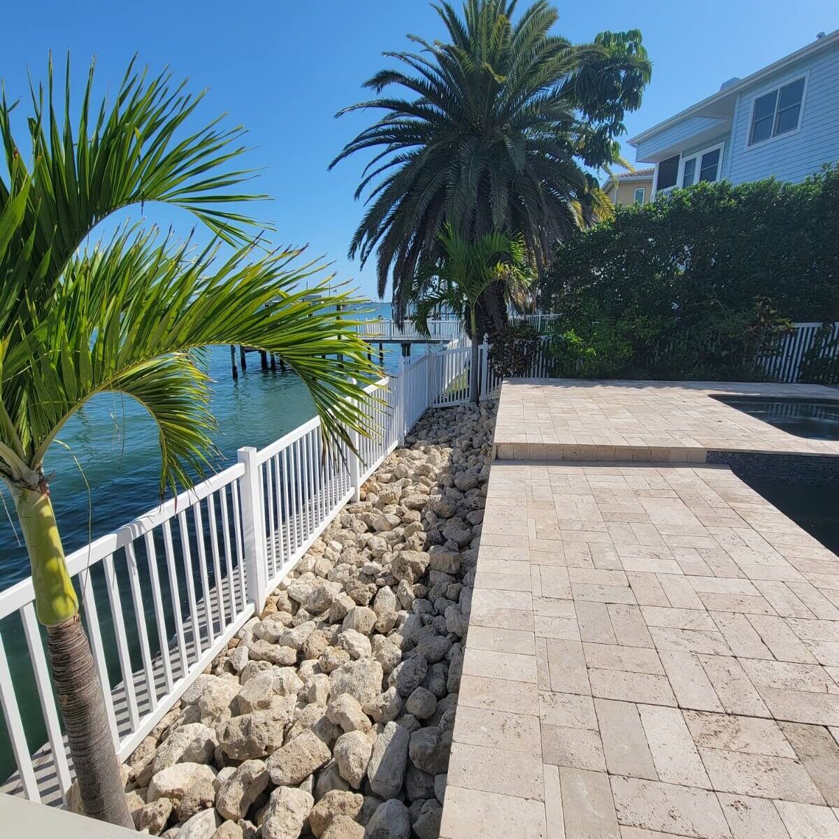 waterfront rock border landscape